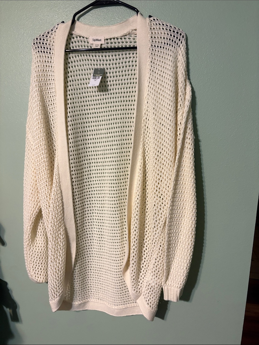 UpWest Cream Open-Weave Lightweight Cardigan